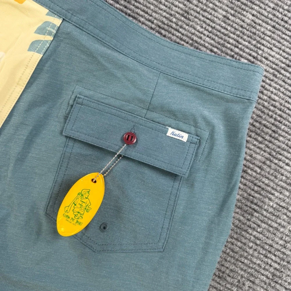 NEW Katin Cruz Hybrid‎ Trunk Board Shorts Mens 38 Slate Blue Tropical Floral